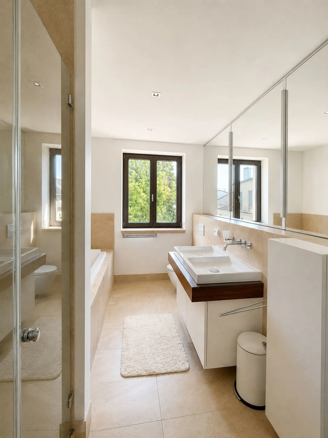 Badezimmer mit Dusche und Badewanne