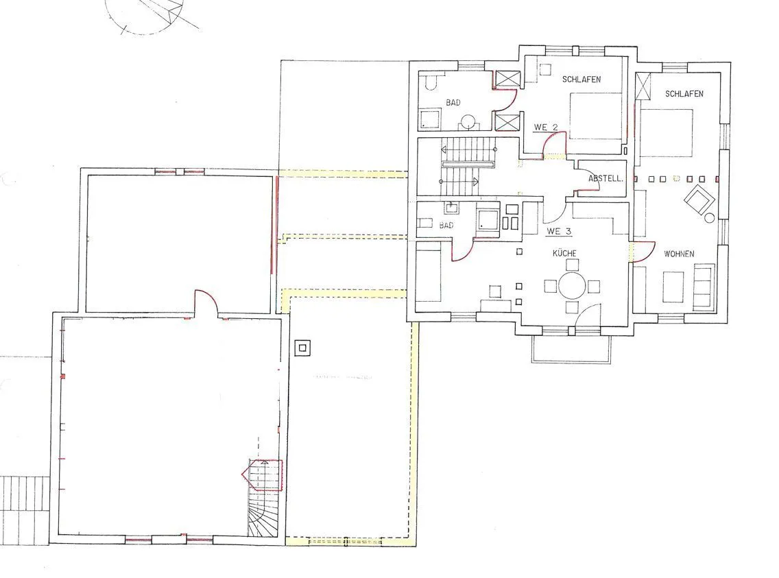 Grundriss OG1 Haupthaus und Anbau