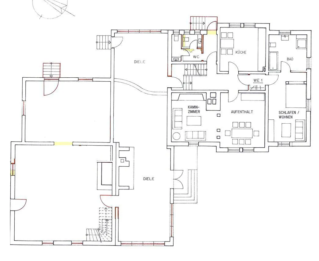 Grundriss EG Haupthaus und Anbau