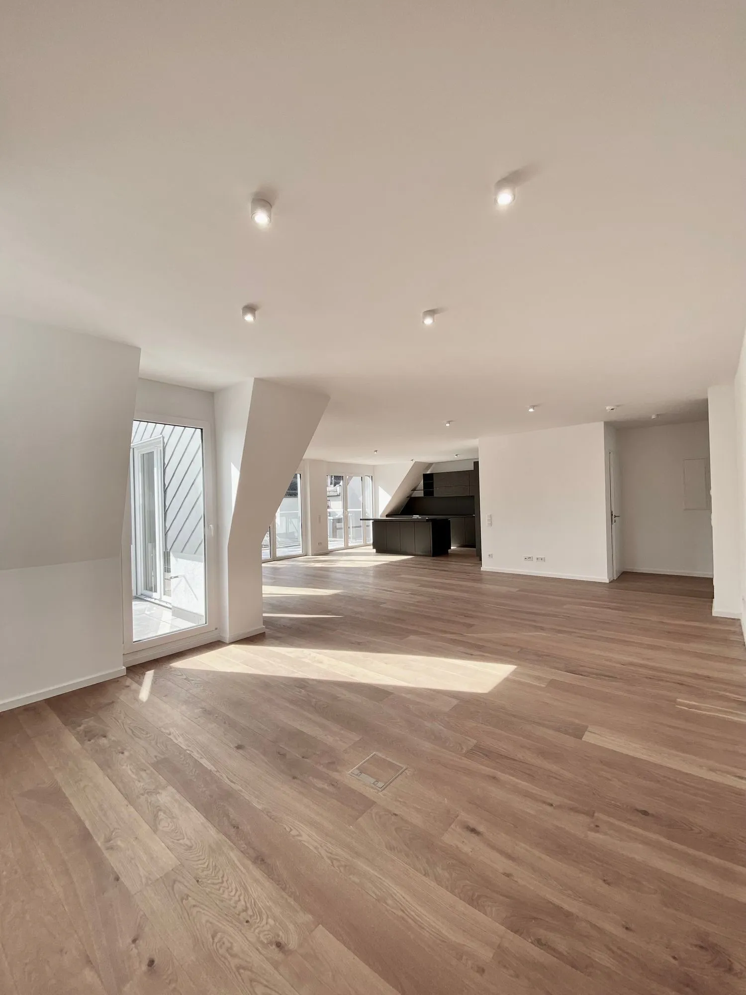 Wohnzimmer mit offener Küche